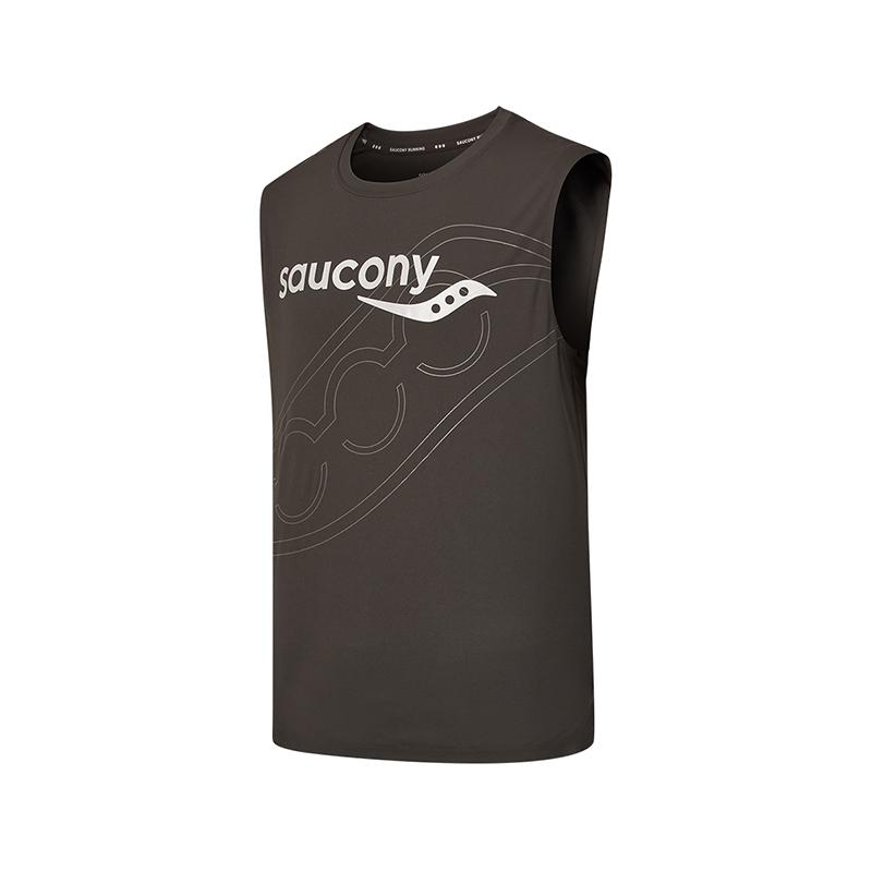 Saucony Skin-Friendly Comfortable Sports Training Breathable Reflective Logo Tank Top Men Tops Earth-Tone SA2259TK04T-CO021