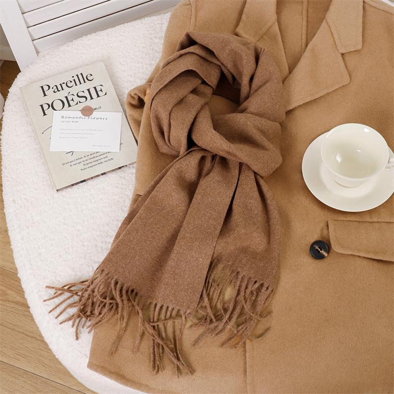 30*180cm Korea Styles Solid Color Cashmere Winter Warm Women Scarf Thicken Shawl Tassels Pashmina Hijab Wrap Windproof Foulard