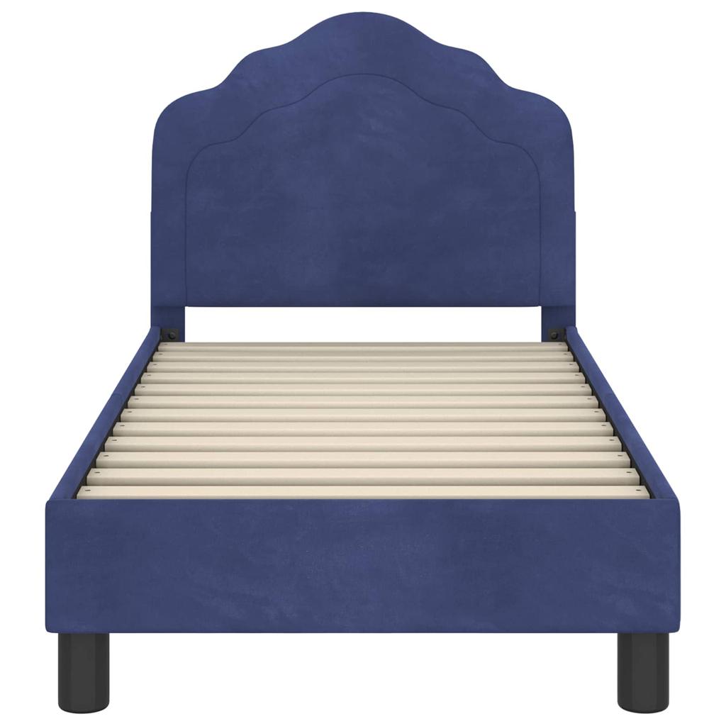 Kids Bed Frame with Headboard Police Blue 70 x 140 cm Velvet