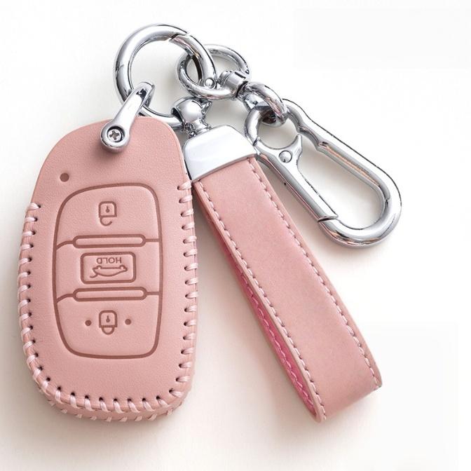 Leather Car Key Case Cover Holder For Tucson Sonata Santa Fe Creta ix25 ix35 i10 i20 Verna Solaris Mistra Elantra Accent