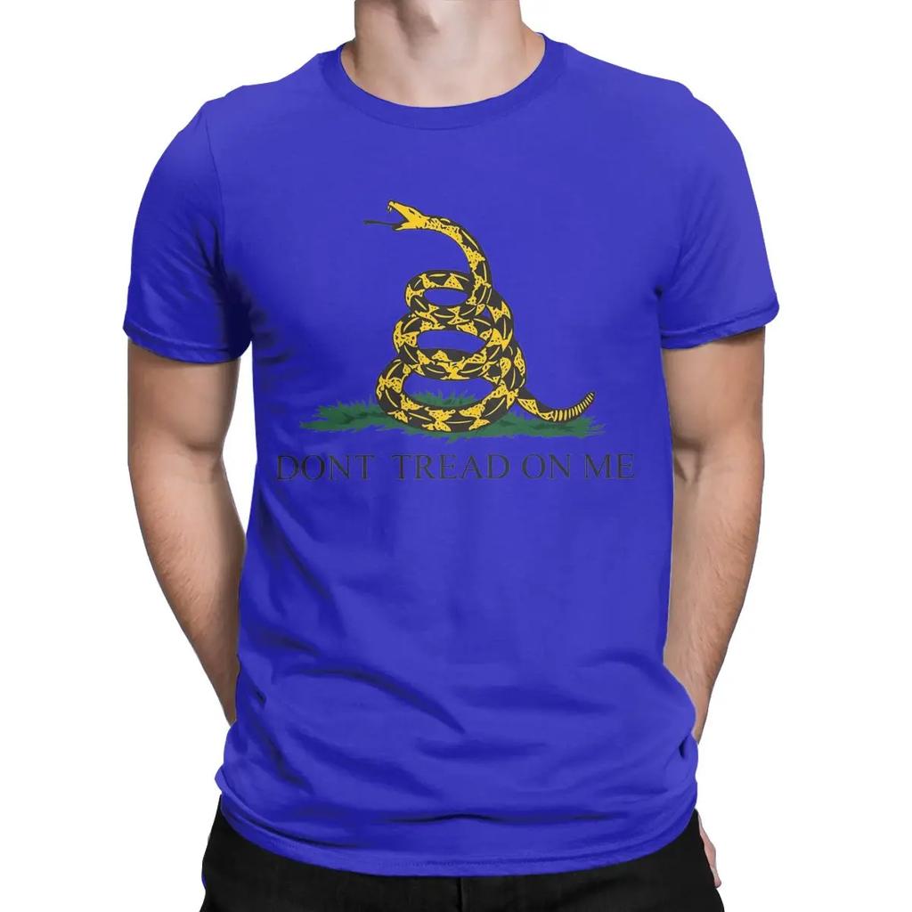 Novelty Don't Tread On Me Snake Flag T-Shirt Men Round Neck Cotton T Shirt Short Sleeve Tee Shirt Summer Tops