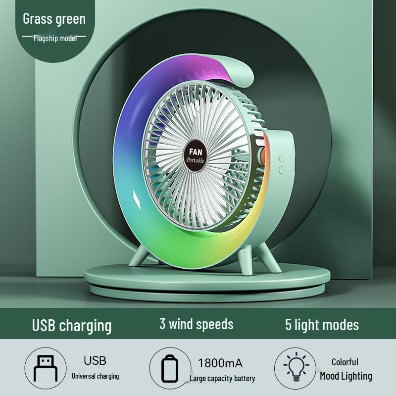 

Iridescent USB Rechargeable Mini Desktop Racing Fan 21.2x5.3x21.6