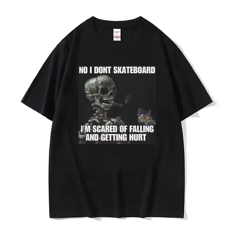 Autistic Funny Skeleton Meme Print T Shirt Men Women Fashion Gothic Retro T Shirt Short Sleeve Tshirt Clothes