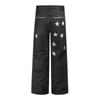 Mens Loose Straight Jeans Star Embroidery Streetwear Casual Denim Pants