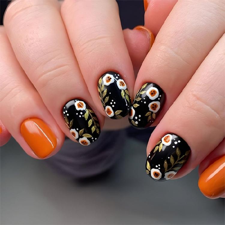 24pc Christmas Snowflake Press On Nail Black Winter Artificial Nail With Quick Application For Festive Celebrations