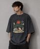 Seullouseuteb Sp2605 Vintage Camping Graphic Pigment Oversized Short Sleeve T-Shirt Black