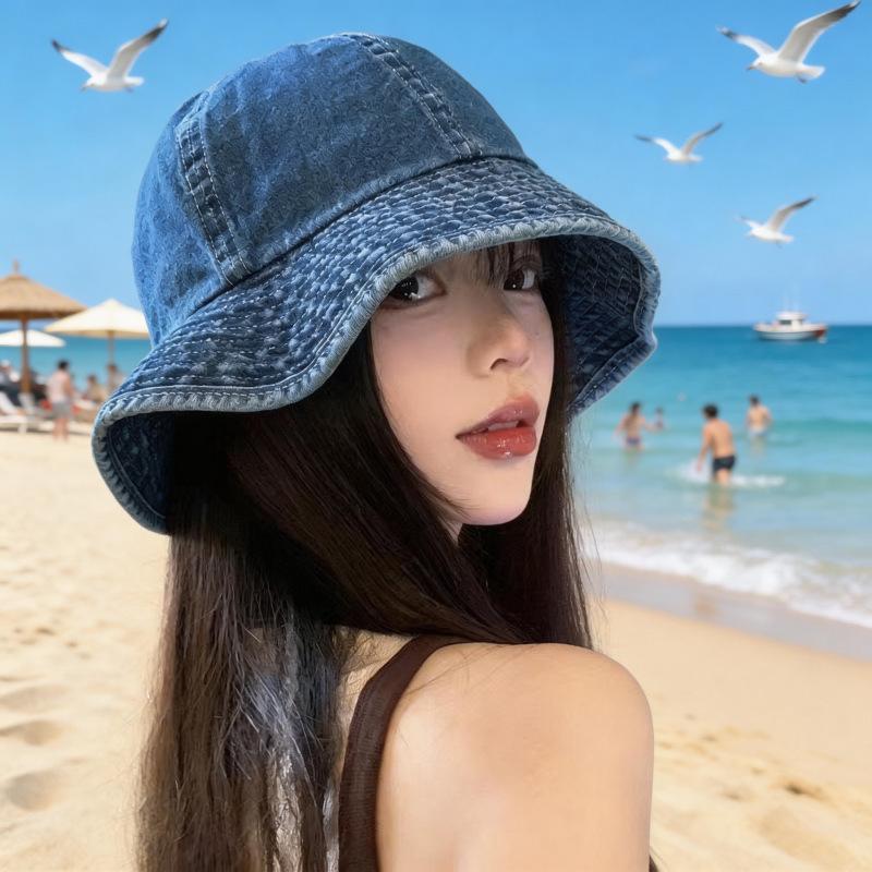 Denim Fringed Hat Children's Summer Leisure Bucket Hat Big Eaves Sunshade Bucket Hat Outdoor UV Protection Sun Protection Hat