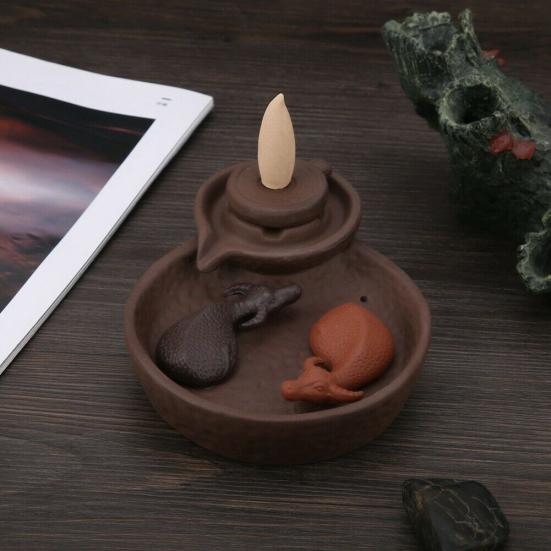 

Курильница с обратным потоком для рукоделия Буффало, глиняная курильница, курильница для благовоний, конус, подставка, держатель коричневый