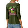 3/4 Sleeve Tops For Women T-Shirt Casual Christmas Print Tops T Shirt Round Neck Pullover Blouse