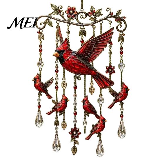 Crystal Bead Wind Chime Graceful Bird Chimes, Chimes for Outside, Metal Three-dimensional Carving Hanging Suncatchers with Pendants Garden Yard Decor