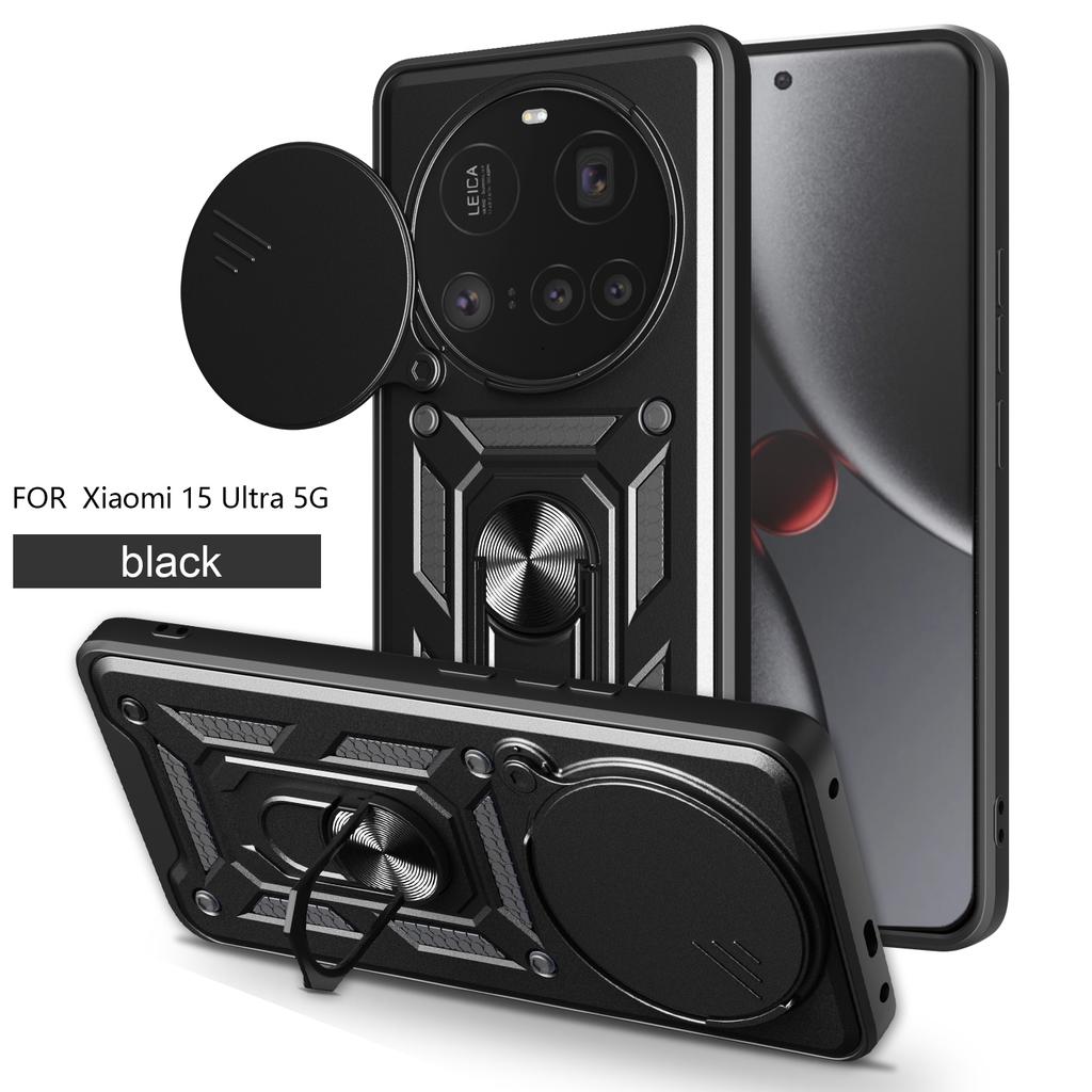 Slide Camera Armor Funda for Xiaomi 15 Ultra 14 Ultra Case Magnetic Ring Stand Full Protection Cover for Xiaomi 15 Ultra Capa