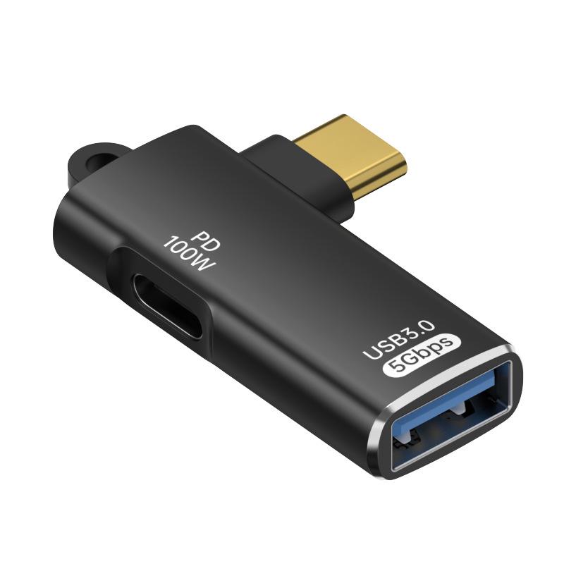

Адаптер Type-C до OTG: Високошвидкісний USB 3.0 Конвертер для Телефонів і Планшетів, Швидка Зарядка, PD 100W, 2-в-1 чорний