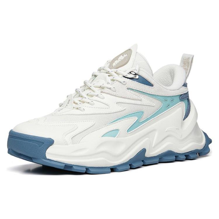 Anta Platform Abrasion Resistant Cushioning Slip Resistant Low top Chunky Sneakers Men's White Cyan 112148880R-7