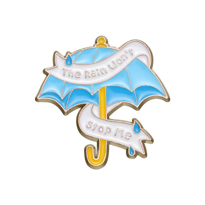 

Colorful Blue Umbrella Cartoon Brooch With Fun Letter Elements Perfect For Unique Fashion Statements