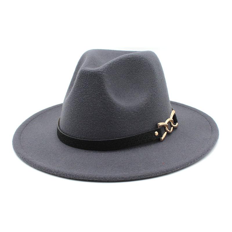 Big Brim Brown Belt British Retro Felt Hat Western Denim Woolen Tibetan Hat Jazz Hat