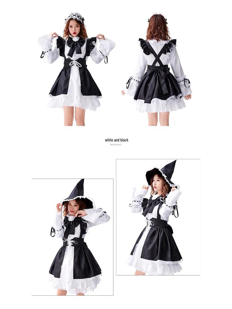 Black & White Lolita Maid Costume Dress for Women & Crossdressers