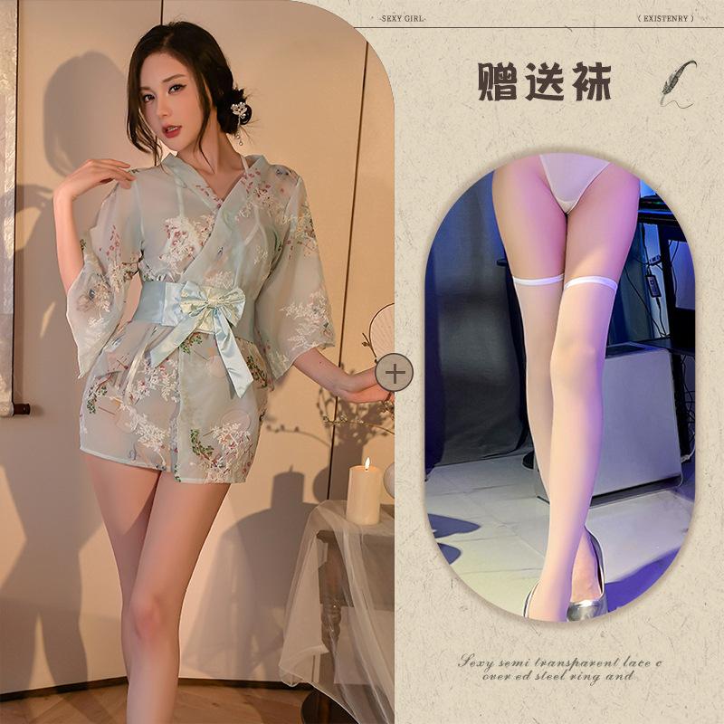 Large size Japanese kimono suit small chest erotic underwear seduction passion bed uniform