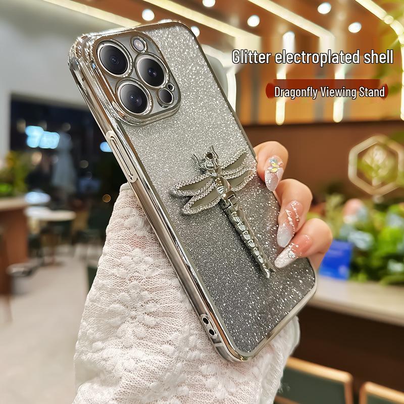 

Чохол для телефону Apple з блискітками у вигляді бабки iPhone 16 Pro Гальванізований ТПУ Ударостійкий Захисний чохол iPhone 13 Pro
