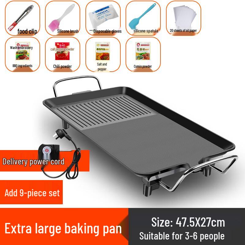 Extra Large Multifunction Electric Griddle & BBQ Grill with 9-Piece Set