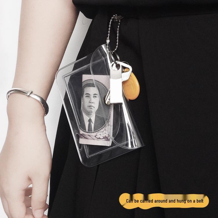 Starry Sky Glitter Card Holder: Transparent, Portable ID & Bank Card Cover with Coin Purse