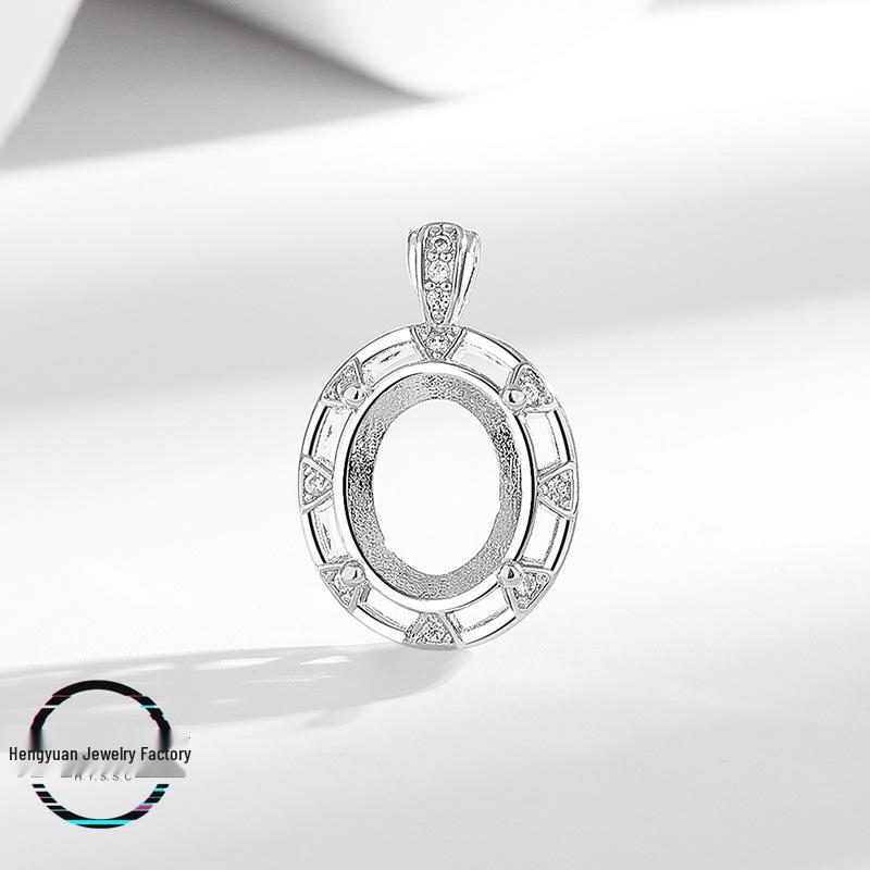 Women s Oval Diamond Pendant Setting with Imitation 925 Silver for DIY Inlay S005 Oval [8*10]