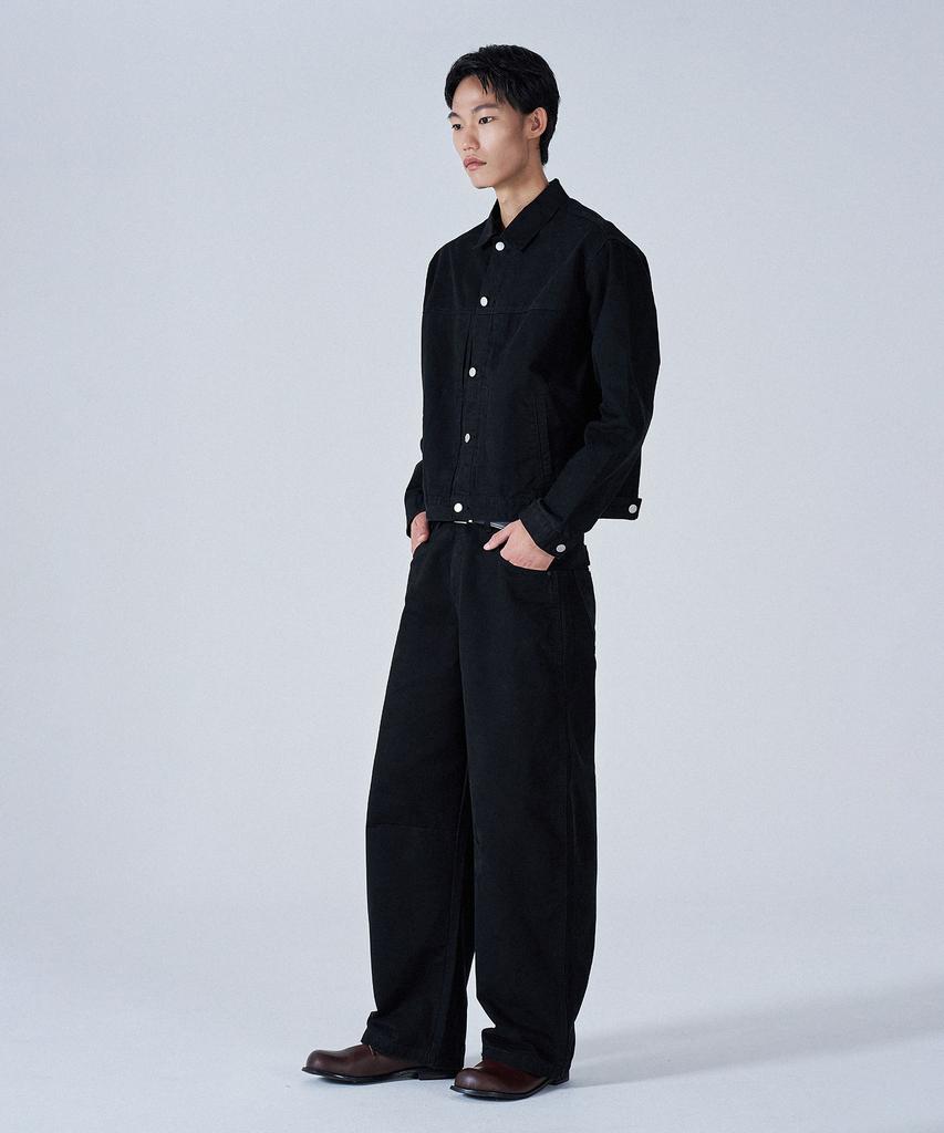 PROJECT3 Compact Twill Trucker Jacket [Black]_Tj0802