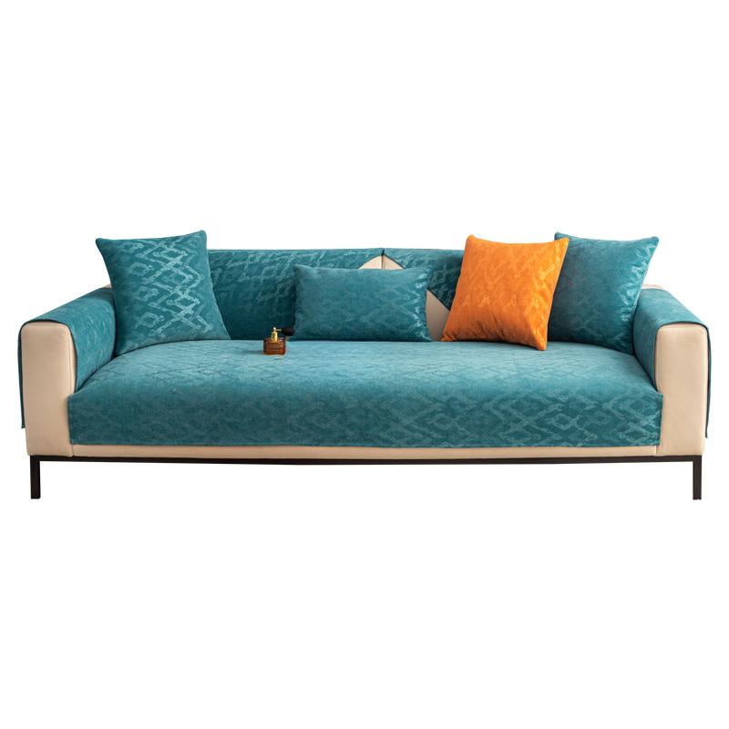 Three Seats and One Imperial Concubine Sofa Cushion Full Cover Cloth Chenille Simple Four Seasons Backrest Towel Leather Cushion Cover