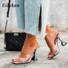 Fashion Eilyken New Serpentine Slippers Cozy Cup Heel Woman Transparent PVC Sandals Sexy Square Open Toe Party Slides Shoes