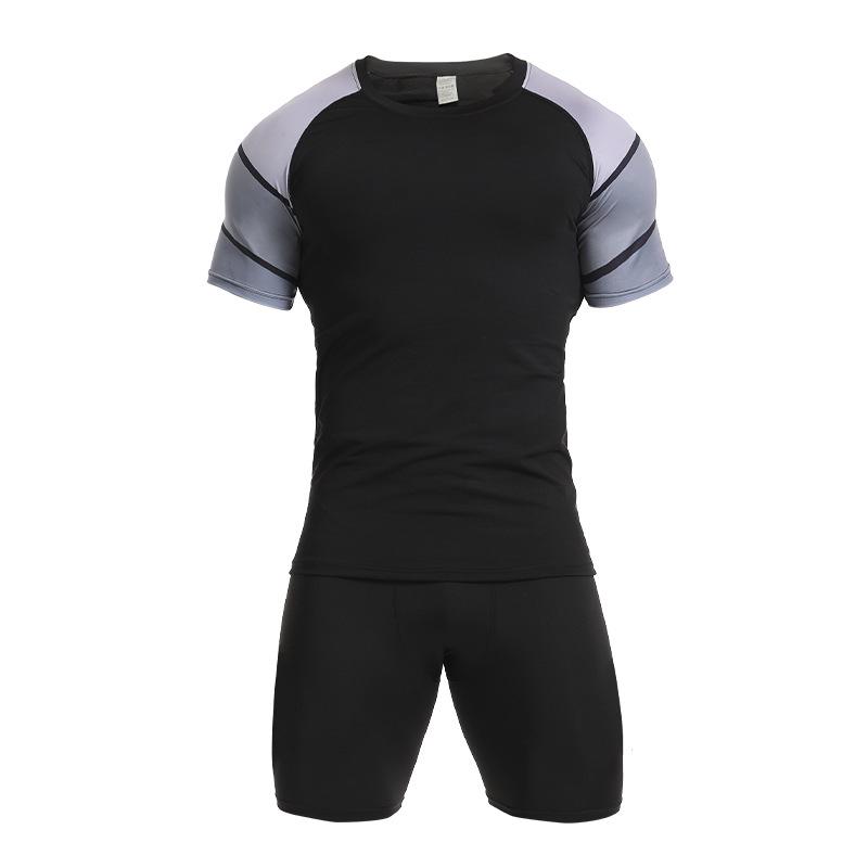 Men's Quick-Dry Summer Sports Set: Elastic T-Shirt & Breathable Vest for Outdoor Fitness and Running