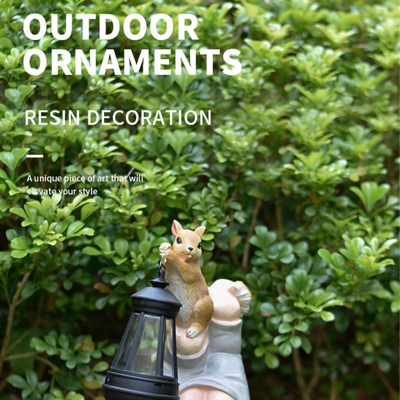 Outdoor Garden Gnomes Resin Solar Lantern Yard Gnomes Outdoor Statues Funny Sculptures Figurine Outdoor Decor Lawn Ornaments For