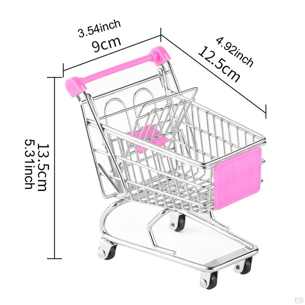 Children's Push Cart Toy, Mini Shopping for Supermarket Play, Metal Handcart Accessory