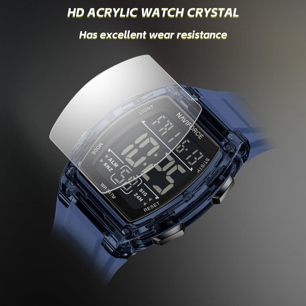 Naviforce Original Outdoor Men Boys LCD Digital Watch Calendar Chronograph Waterproof Night Pattern Silicone Strap Casual Fashion Watch NF6106