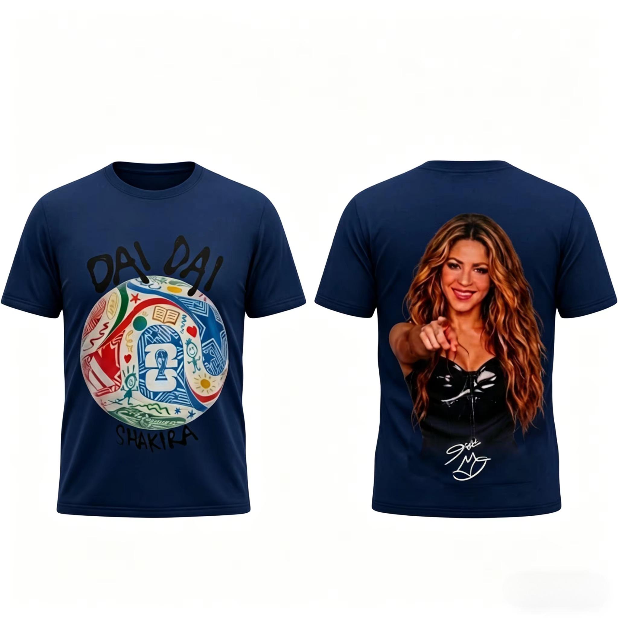 2026 Sommer Unisex Vintage Top Mode T-Shirt Shakira Titelsong für Fußballspiele Dai Dai T-Shirt Gothic Baumwolle Y2K Kleidung S