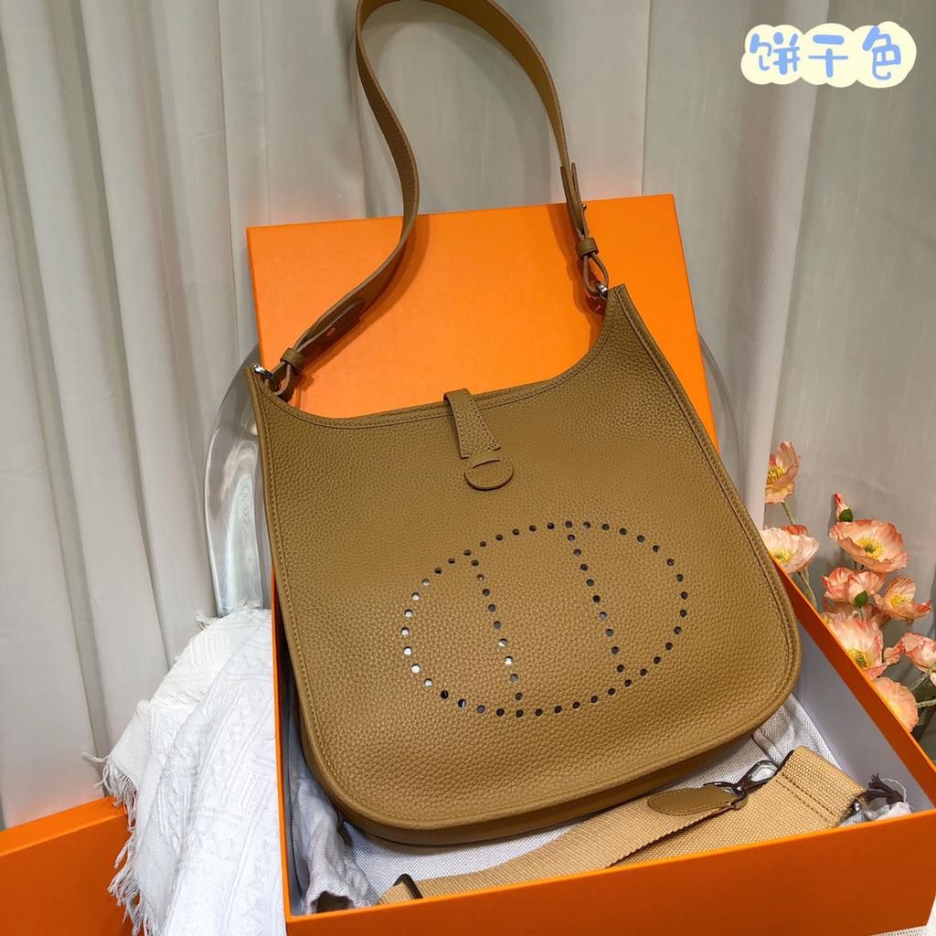 Spot Wholesale Top Layer Cowhide Evelyn Bag Genuine Leather Mini Bucket Bag TC Leather Mini Shoulder Crossbody Bag Tide