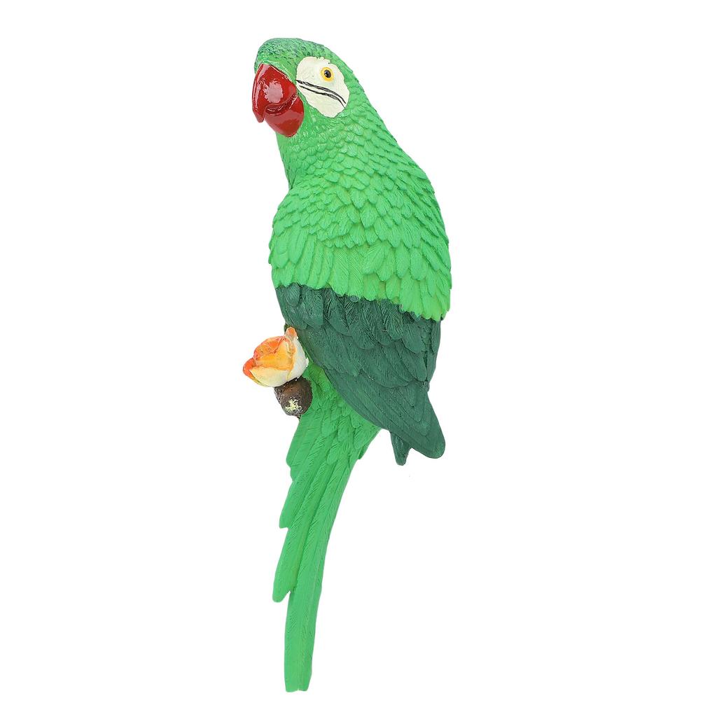 Parrot Decor Resin Realistic Weather Proof Macaw Statue for Garden Balcony Patio Decoration Green