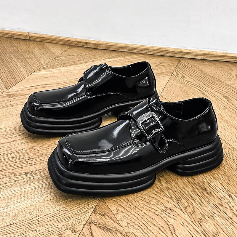 Fashion Shoes for Men Square Head Casual Leather Shoe British Style Derby Shoe Leather Men Loafers Shoes High Quality Casual Men Shoes