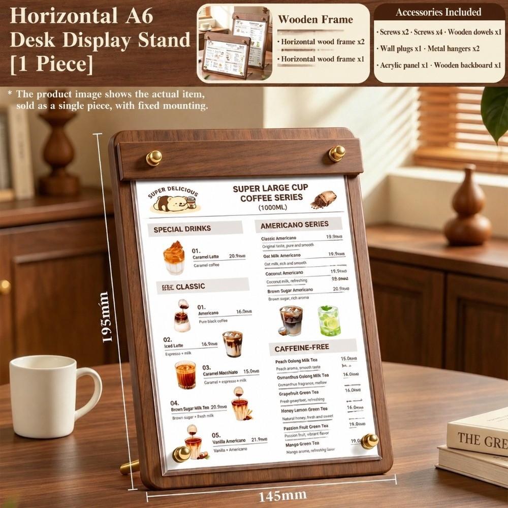 Acrylic Table Menu Stand A4/A5/A6 Table Sign Holder Modern Menu Display Rack Milk Tea Shop