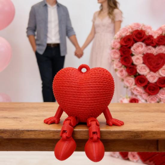 3D Printed Love Ornaments Heart Figurines Creative Woven Seated Design Home Decor Valentine's Day Gift Decorative Sculptures Desktop Accent