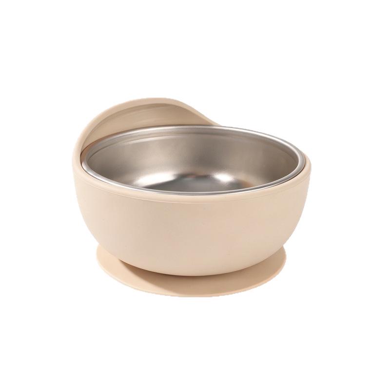 Silicone Suction Bowl with Stainless Steel Liner - Child's Anti-fall Training Bowl