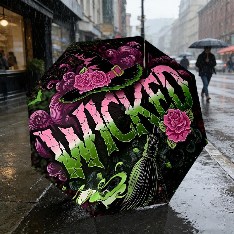 Halloween 8 Ribs 3Fold Black Glue Uv Protection Umbrella Sun Protection Rainproof Compact Folding Umbrella For Travel Daily Use C92339
