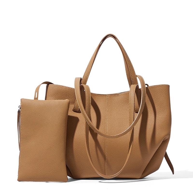 Top-Grain Cowhide Leather Large-Capacity Women's Tote Bag, Versatile Minimalist Smiley Face Handbag Bag Luxury Designer Wing Bag