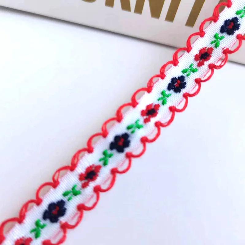 

1cm Wide 22yard Ethnic Embroidery Lace Trim Countryside Style Ethnic Woven Ribbon Decoration Small Floral Clothing Accessory 22yard