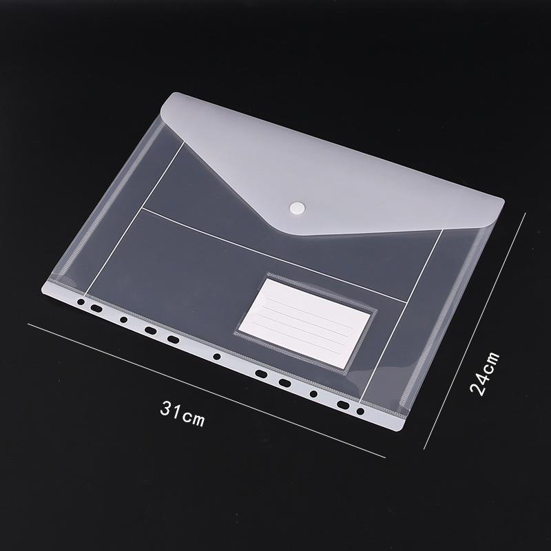 Transparent 11-Hole A4 Binder Pockets with Snap Button - Colored Document and Exam Paper Storage