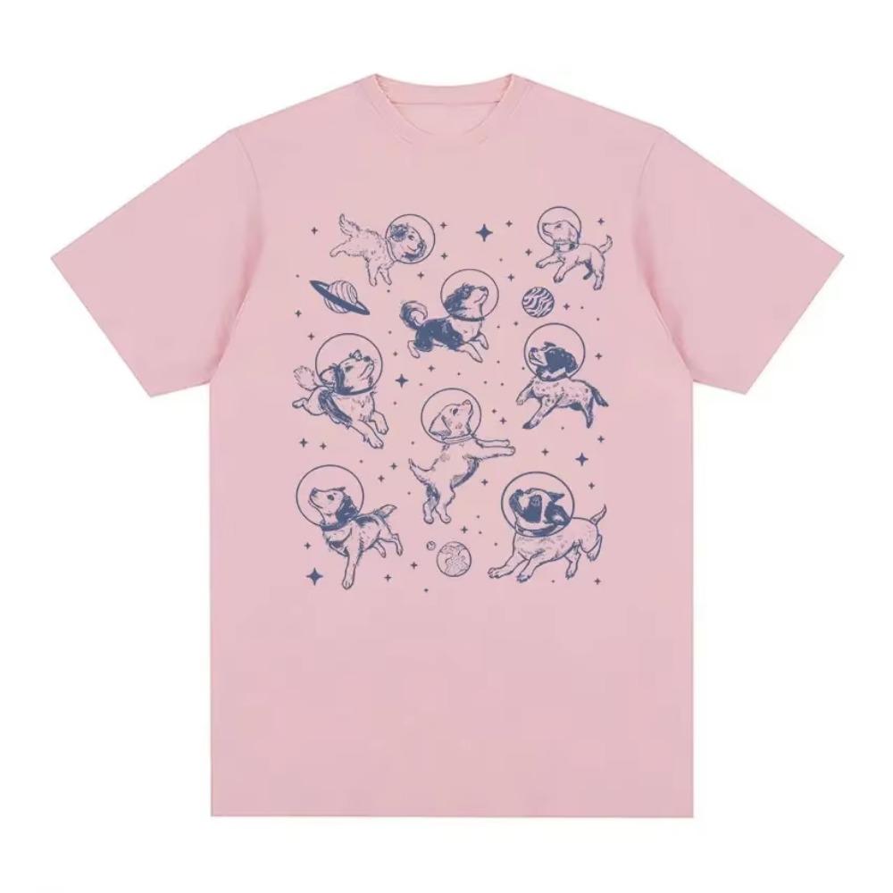 Dogs In Space Funny Meme T Shirt Men's Vintage O-Neck High Quality Fashion T-shirts Unisex Casual Oversized T-Shirt