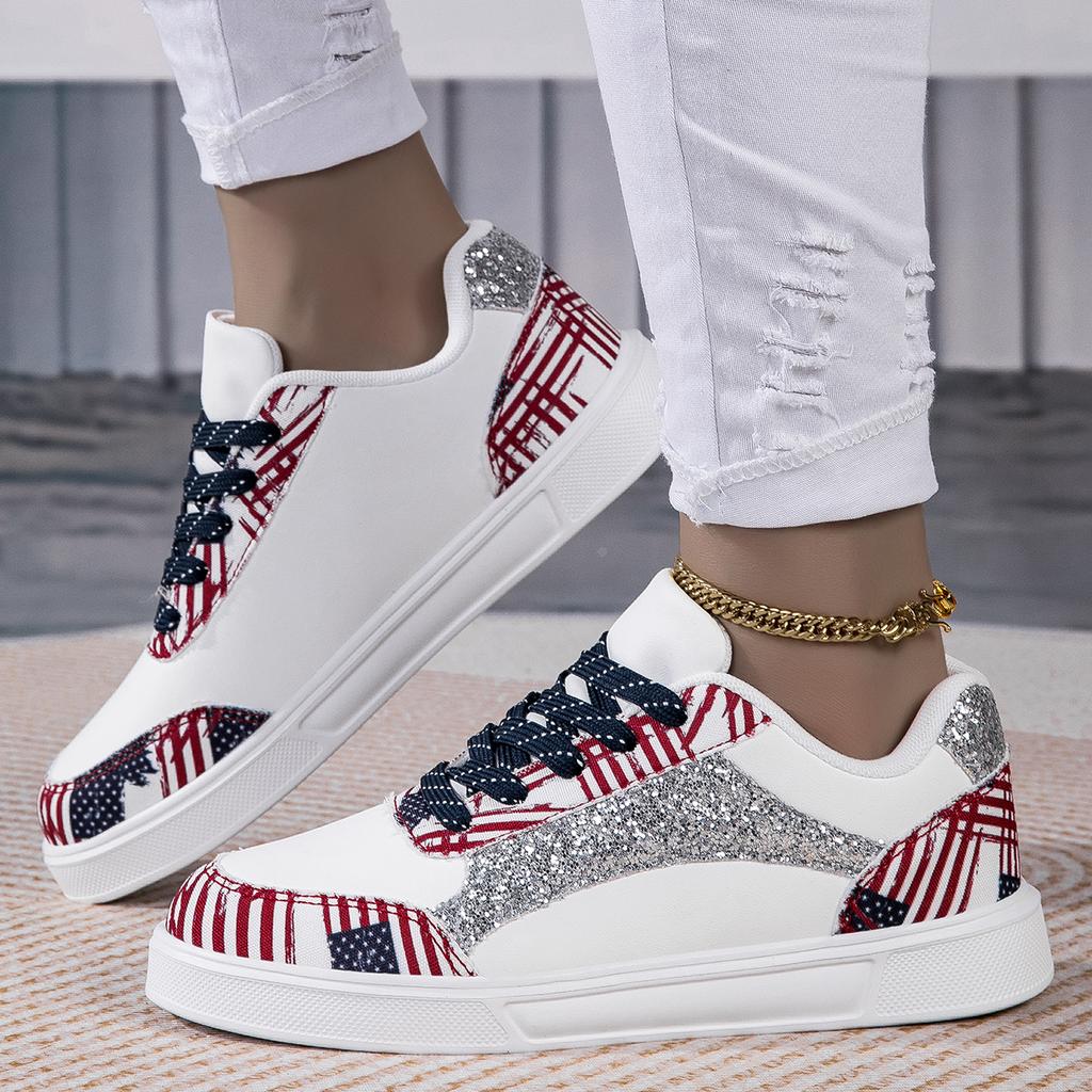 Fitness Sports Casual ShoesSparkling Embellishments On Small White Shoes for Women's Shoes