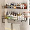 Wall Mounted Bathroom Shelf Punch-free Shampoo Storage Rack For Kitchen Holder Square Aluminum Bath Rack Organizer Accessories