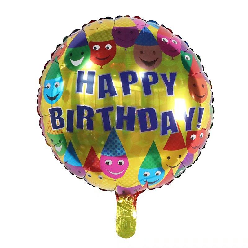 50Pcs/lot 18inch English Happy Birthday Aluminum Foil Balloon Round Helium Balloon Kids Birthday party decoration Air Golobs