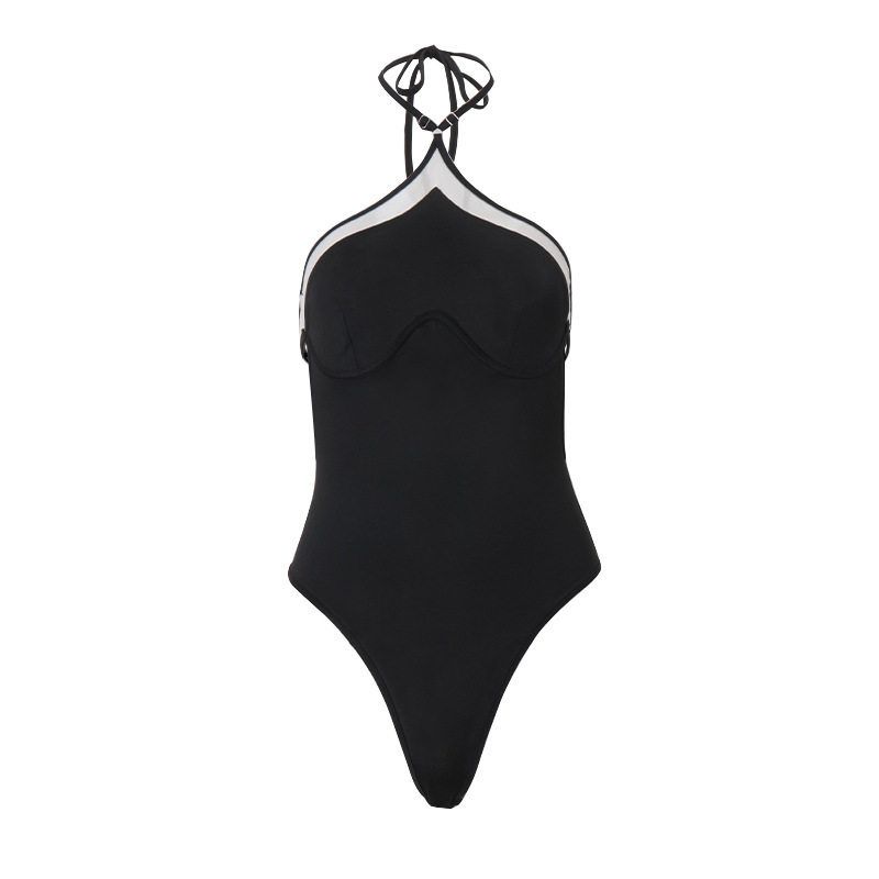 Cross-Border Amazon 2024 Autumn New Fashion Sexy Street Style Spicy Girl Cross Halter Backless Bodysuit Black S