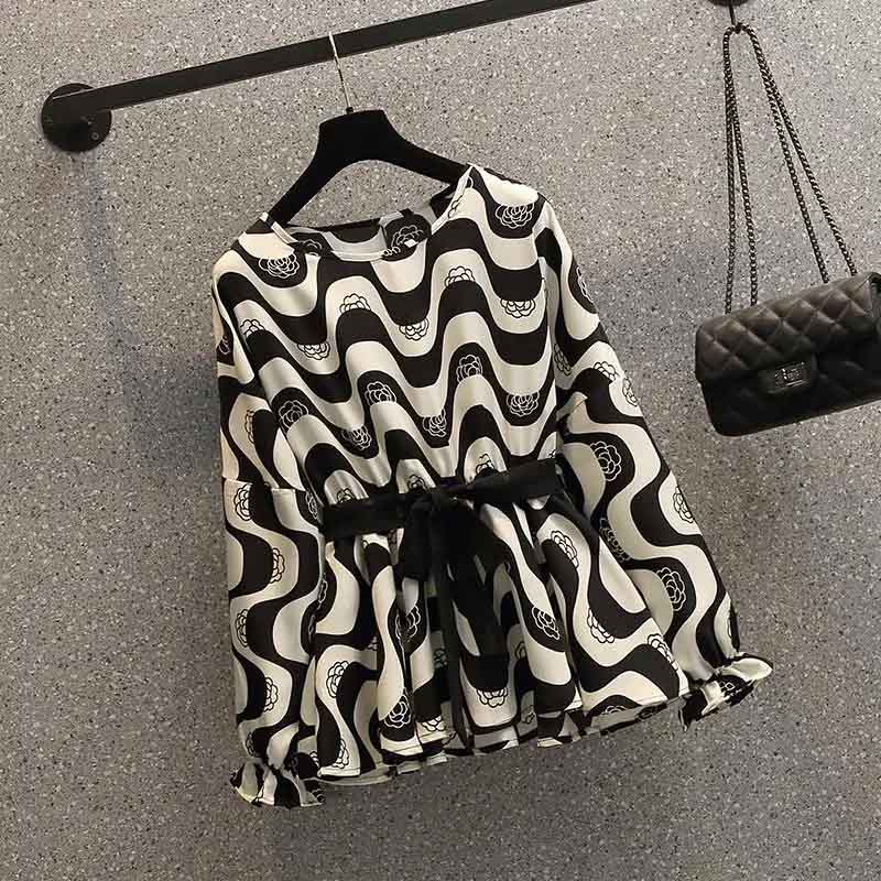 Sweatshirt for Women Oversize Striped Print Loose Round Neck Casual Pullover Long Sleeve Top Sweatshirt