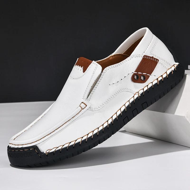 New Soft Men Loafers Slip On Leather Casual Shoes For Men Plus Size 39-48 Flats Sneakers Handmade Design  Shoes